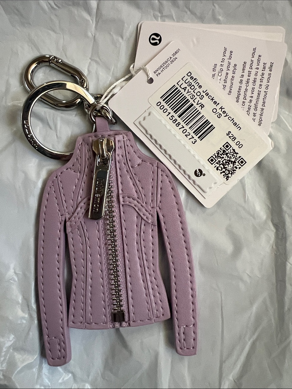 lululemon athletica Lavender Mini Jacket Key Holder with Silver Hardware